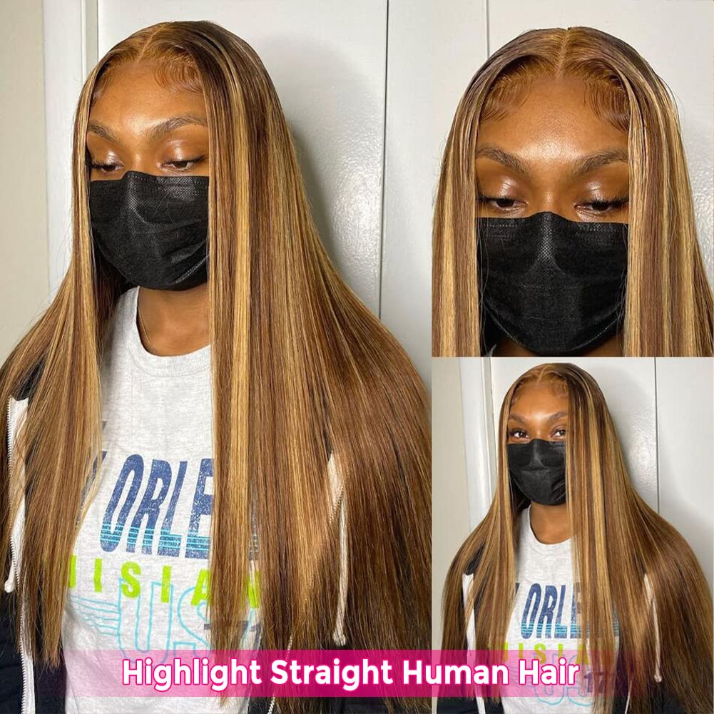 Hot Selling Highlight Brown Color Human Hair 13x4 Lace Front Wig | hairlightchic